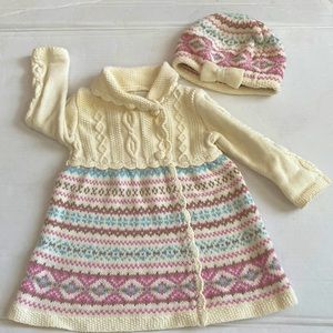 Sweater dress with matching Beret, size 6-9 months